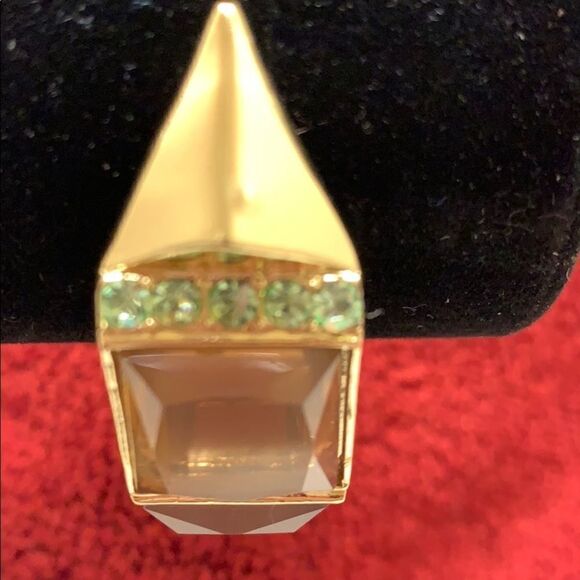 Cuff Bracelet Gold tones Gem accents - Picture 3 of 10